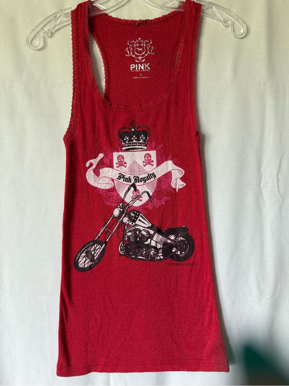 * NWT Rare Vintage Y2K VS PINK Royalty Motorcycle Lace Trim Tank Top Small